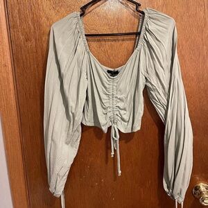 Forever 21 Sage Green Ruched Blouse